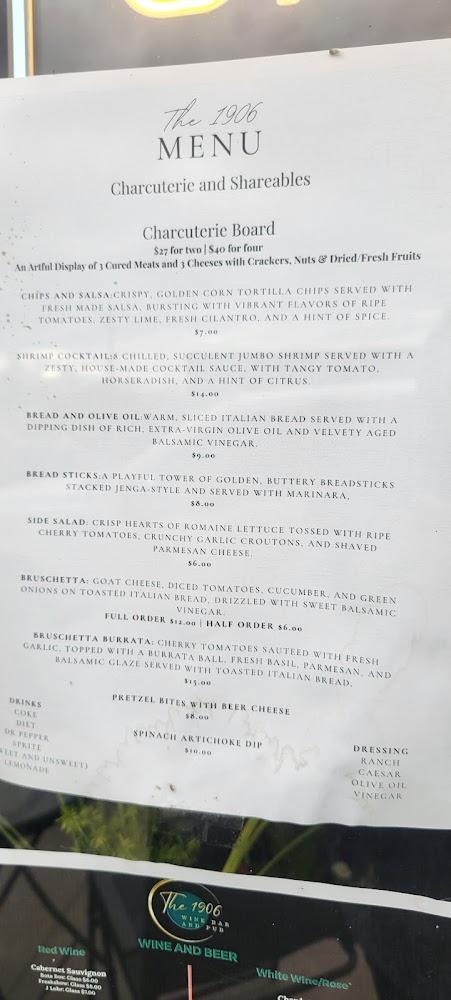 The 1906 Wine Bar & Pub Menu image 4